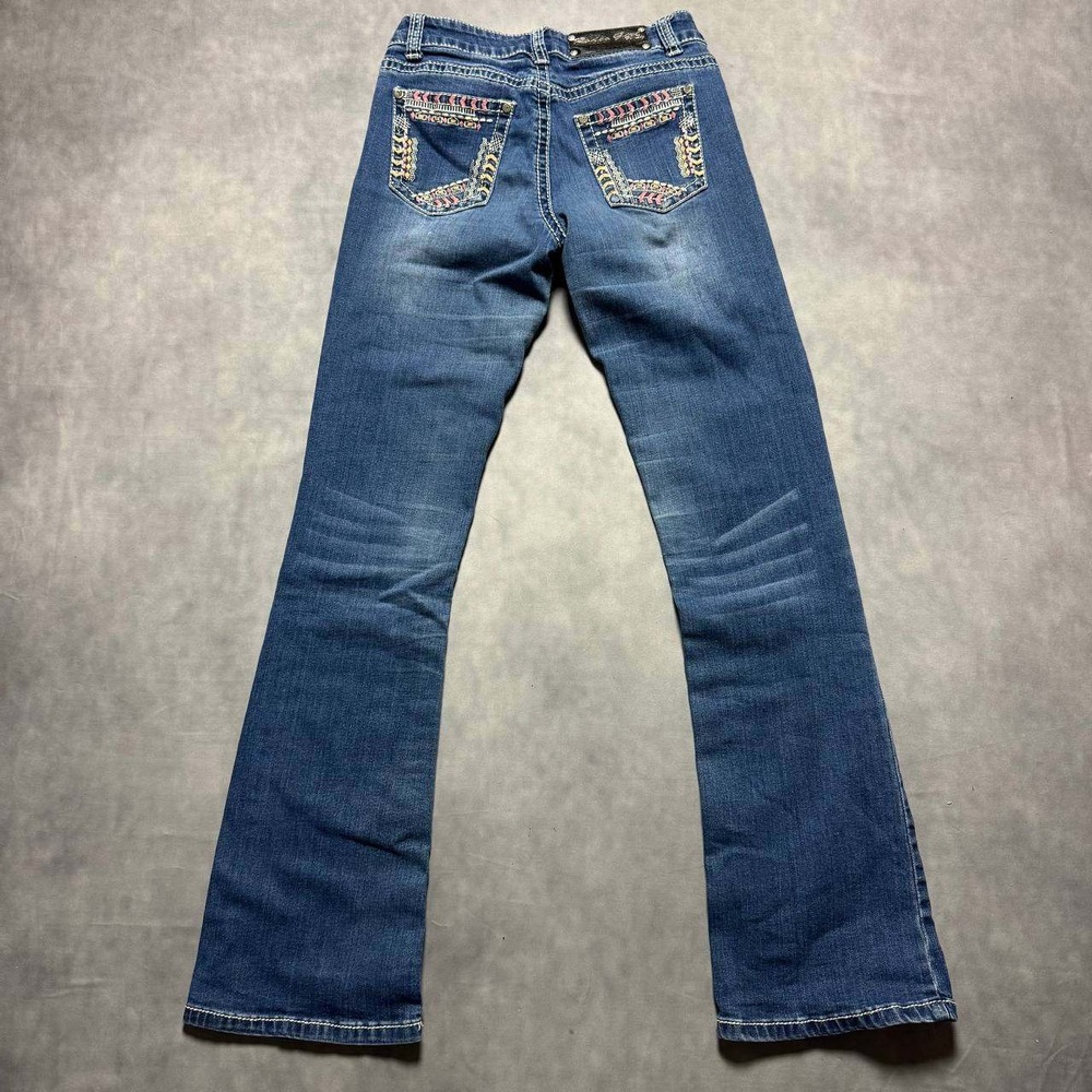 Rodeo Girl Bootcut Jeans Womens 24x30 Blue Embroidered Y2K Western Flare